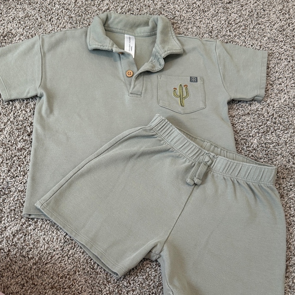 Kids Matching Set in Sage by Unknown Brand